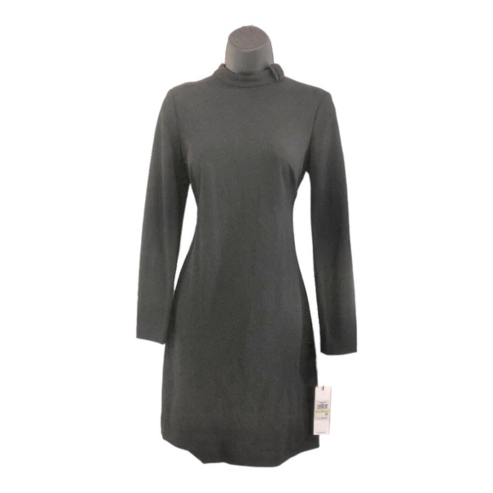 Calvin Klein black crepe mandarin‎ collar long sleeve short dress size 4 new